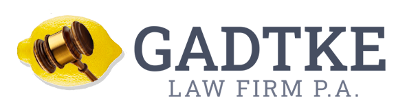 The Gadtke :aw Firm P.A. logo with the lemon and gavel icon